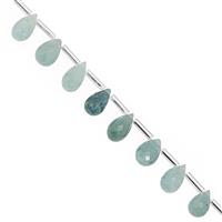 37cts Grandidierite Top Drilled Faceted Drops Approx 8x4mm to 11x6mm 20cm Strand with Spacers