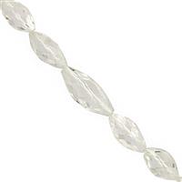 75cts Clear Quartz Faceted Rice Beads Approx 9x6 to 20x8mm, 21cm Strand