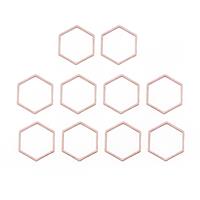 Rose Gold Colour Plated Base Metal Hexagon Beading Frame, I.D. 22.5x22.5mm/ O.D. 24.5x24.5mm (10pcs)