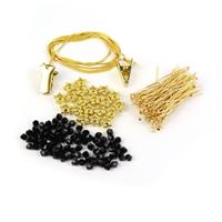 Black & Gold; Gold Plated Base Metal Glasses Chain Clips, Star Spacers, Headpins & Bicones