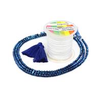 Blue PARTY! 3x Blue Coated Hematite Smooth Bicones, Nylon Cord & Tassels