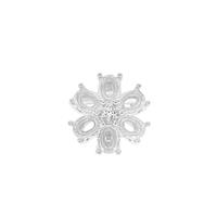 925 Sterling Silver Multi Gemstone Flower Oval Pendant Mount (To fit 4x3mm gemstones) Inc. 0.02cts White Zircon Brilliant Cut Round 1.50mm - 1pcs