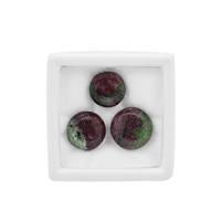27cts Ruby Zoisite Cabochon Round Approx 12 to 14mm, (Pack of 3)