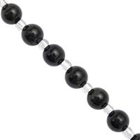 45cts Black Star Diopside Smooth Round Approx 7 to 8mm, 10cm  Strand With Spacers