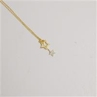 Gold Plated 925 Sterling Silver Lariat Star Necklace With Cubic Zirconia (48cm Length)