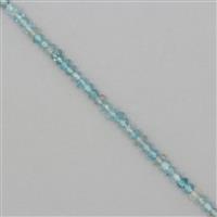 35cts Blue Zircon Graduated Faceted Rondelles Approx 2x1 to 4x2mm, 17cm Strand.