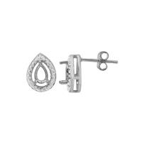 925 Sterling Silver Pear Earrings With Halo (To fit 6x4mm gemstone) - 1 Pair