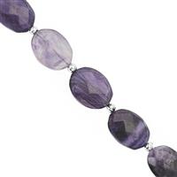 105cts Blue John Fluorite Faceted Oval Approx 12x10 to 16x12mm, 20cm Strand With Spacers