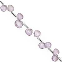 27cts Pink Amethyst Top Side Drill Faceted Heart Approx 5 to 8mm, 20cm Strand with Spacers