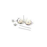 925 Sterling Silver Twist Hoops With 7x9mm Freshwater Pearls & 2pcs Headpins