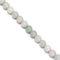 195cts Type A Jadeite Plain Round Beads Approx 8mm, 38cm Strand