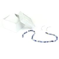 Gift; Sterling Silver Diamond Cut Curved Tube Spacer Bar, Sodalite Plain Round & Silver Box