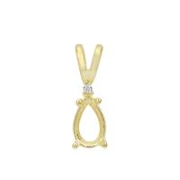 Gold Plated 925 Sterling Silver Pear Pendant Mount (To fit 8x5mm gemstone) Inc. 0.02cts White Zircon Brilliant Cut Round 1.25mm - 1pcs