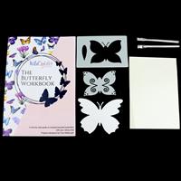 Wild Spider Designs Butterfly Workbook Mini Kit, Including Butterfly stencil set, 2 x glitter brushes, and 1 x A5 Release Paper sheet
