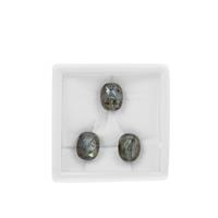 25cts Labradorite Half Drill Faceted Round Oval (Pineapple) Approx 10x12mm Loose Gemstones, (Pack of 3)