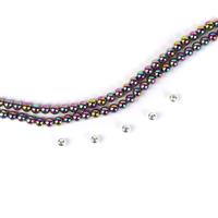 Rainbow; Silver Plated Base Metal Round Ball Sliders with Rainbow Coated Haematite Plain Rounds 1m