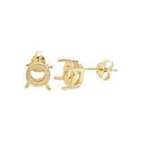Gold Plated 925 Sterling Silver Solitaire Earring Mounts (To fit 7mm gemstone) - 1 Pair