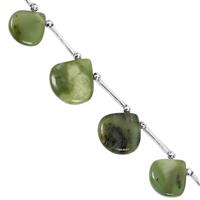 55cts Nephrite Jade Smooth Heart Approx 10 to 16mm, 15cm Strand With Spacers