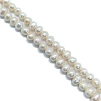 2 x 38cm Strands White Freshwater Cultured Pearls 4-5mm