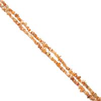 340cts Pink Moonstone Small Chips Approx 4x1 - 7x4mm, 60" Strand