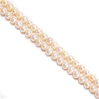 White Freshwater Cultured Potato Pearls Approx 6-7mm, 38cm Strand (2pcs)
