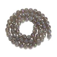 90cts Coated Rainbow Gray Agate Faceted Rounds, Approx. 6mm, 38cm Strand