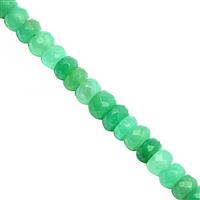 38cts Natural Chrysoprase Faceted Rondelle Approx 3.5x2 to 6x3mm, 20cm Strand