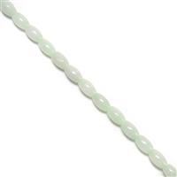 Type A 70cts Green Jadeite Plain Rice Beads, Approx. 7x5mm, 38cm Strand