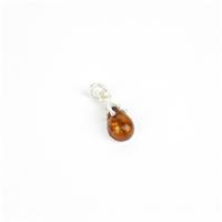 Willow & Tig Collection Baltic Amber Cognac with 925 Sterling Silver Molten Bale, Approx 13x6mm