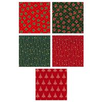 Christmas Streamers & Trees Fat Quarter Pack of 5