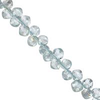 12cts Aquamarine Faceted Square Approx 4 to 5mm, 14cm Strand With Spacers