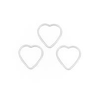 925 Sterling Silver Heart Shape Closed Jump Rings Approx 25mm, 3pcs