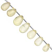 72cts Lemon Quartz Top Side Drill Graduated Smooth Pear Approx 8x6 to 17x11mm, 20cm Strand with Spacers