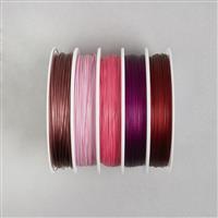 Red & Pink Beading Thread Pack Approx 0.38mm (5pcs)