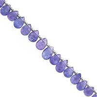 15cts Tanzanite Top Side Dill Graduated Faceted Pear Approx 6x4 to 8x5mm, 10cm Strand with Spacers