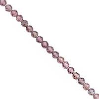 15cts Shaded Purple Spinel Micro Faceted Round Approx 2mm, 38cm Strand
