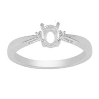 925 Sterling Silver Oval Ring Mount With 2pc White Topaz (To fit 6x4mm gemstone)