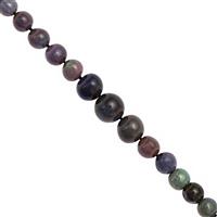 9cts Black Ethiopian Opal Graduated Plain Rounds Approx 2.5 to 6mm, 13cm Strand With Spacers