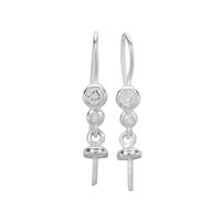 925 Sterling Silver Earring With 0.37cts White Topaz Round , 1 pair