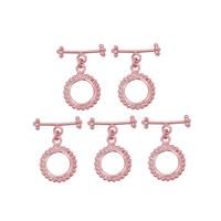 Rose Gold Plated Base Metal Beaded Toggle Clasp, Approx. 25x19mm (5pk)