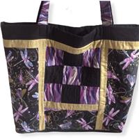 Sew with Beth Purple Sashiko Dragonfly Tote Bag