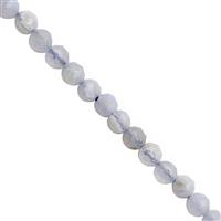 17cts Blue Lace Agate Faceted Round Approx 3mm, 25cm Strand
