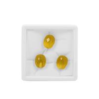 24cts Yellow Chalcedony Top Drill Faceted Round Oval (Pineapple) Approx 10x12mm Loose Gemstones, (Pack of 3)