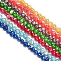 Freshwater Cultured Nugget Pearls Approx 6x7mm In Chakra Colours ,7x20cm Strands