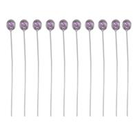 2.25cts Amethyst Sterling Silver Head Pin Oval 4x3mm length 40mm and width 0.50mm (Pack of 10 Pcs.)