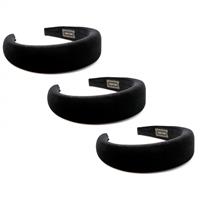 Black Padded Velvet Hairbands (3pk)