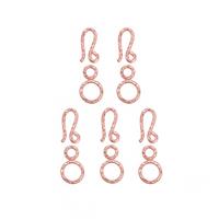 Rose Gold Plated Base Metal Textured Hook (23x10mm) & Eye Clasp (23x15mm), (5pcs/pk) 