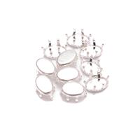 Silver Plated Base Metal 6mm Oval Claw Setting (10pcs)