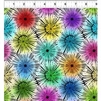 Jason Yenter Colourful Bright Dandelion Heads Fabric 0.5m