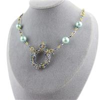 Berry Treat; Green & Crystal Lined Crystal Berry Beads, Teal Shell Pearls Rounds & Seed Bead 11/0
